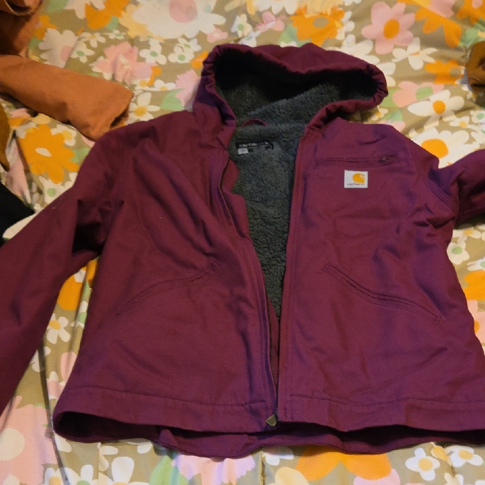 Carhartt Kids' Purple Hooded Puffer Jacket